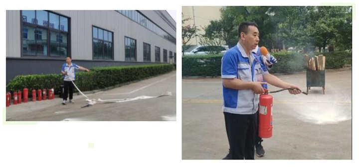 隨后，集團(tuán)消防安全員為廣大職工講解滅火器和消防水槍的使用方法，并現(xiàn)場演示。廣大員工積極參與到教學(xué)演練當(dāng)中，進(jìn)一步鞏固消防培訓(xùn)知識(shí)。